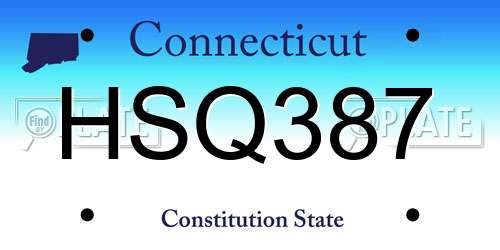 HSQ387 Connecticut License Plate