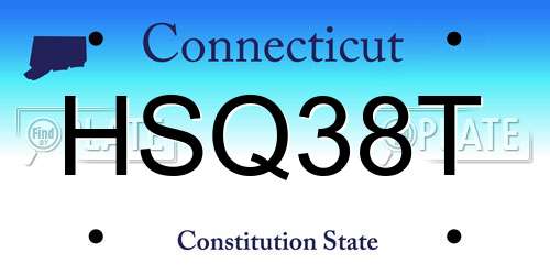HSQ38T Connecticut License Plate