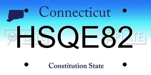 HSQE82 Connecticut License Plate