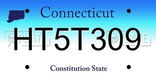 HT5T309 Connecticut License Plate