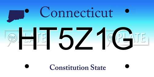 HT5Z1G Connecticut License Plate