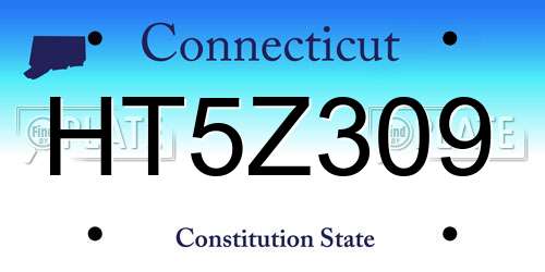 HT5Z309 Connecticut License Plate