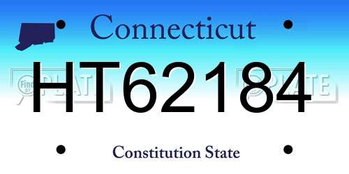 HT62184 Connecticut License Plate