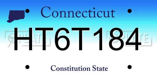 HT6T184 Connecticut License Plate
