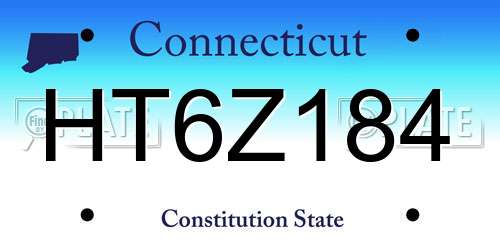 HT6Z184 Connecticut License Plate