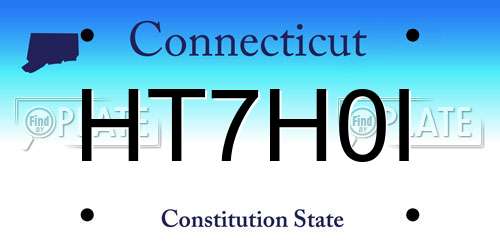 HT7H0I Connecticut License Plate