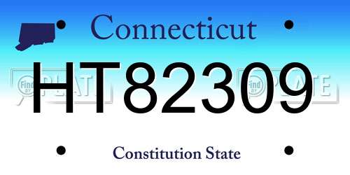 HT82309 Connecticut License Plate
