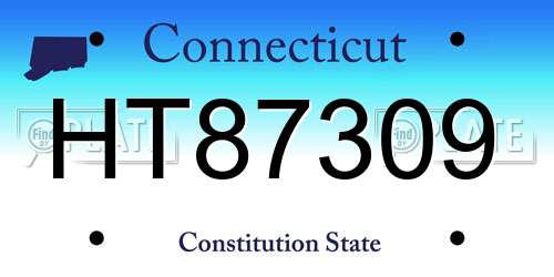 HT87309 Connecticut License Plate