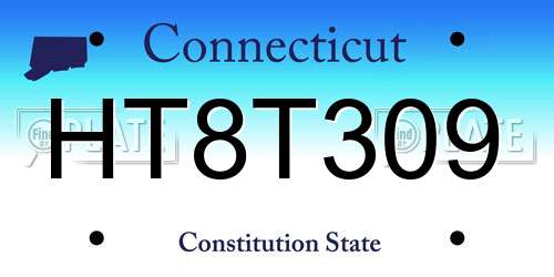 HT8T309 Connecticut License Plate