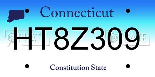 HT8Z309 Connecticut License Plate