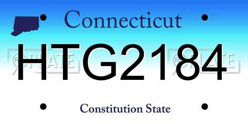 HTG2184 Connecticut License Plate