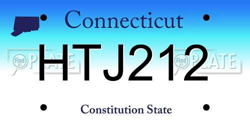 HTJ212 Connecticut License Plate