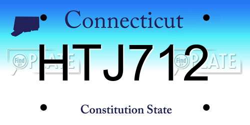 HTJ712 Connecticut License Plate