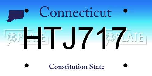 HTJ717 Connecticut License Plate