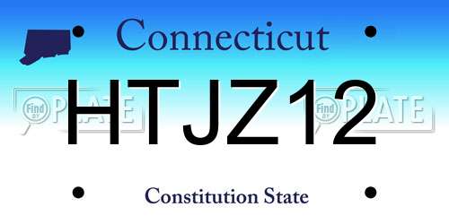 HTJZ12 Connecticut License Plate