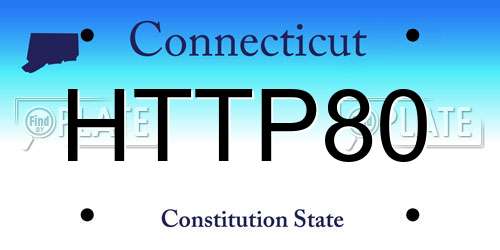 HTTP80 Connecticut License Plate