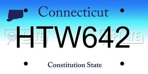 HTW642 Connecticut License Plate
