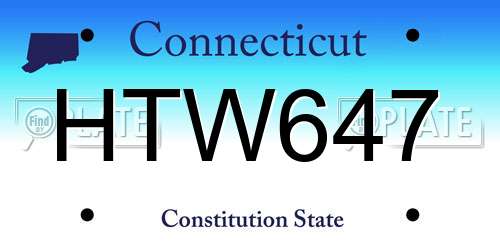 HTW647 Connecticut License Plate