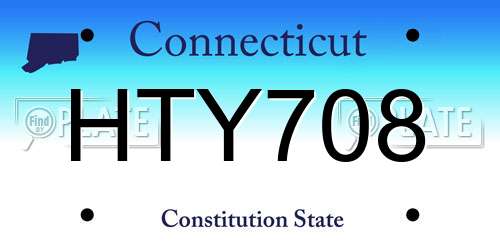 HTY708 Connecticut License Plate