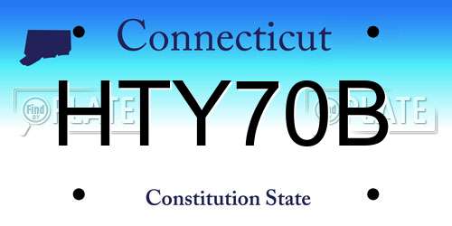 HTY70B Connecticut License Plate