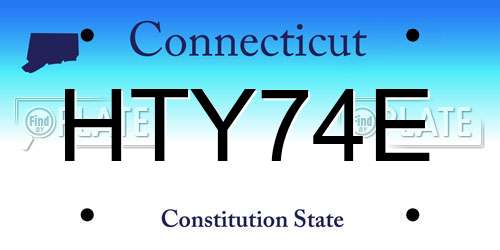 HTY74E Connecticut License Plate