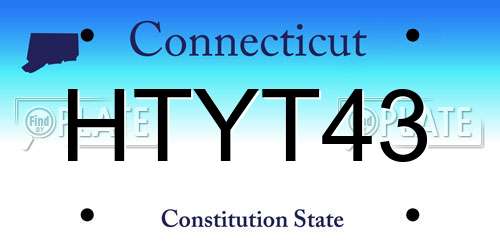 HTYT43 Connecticut License Plate