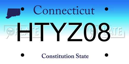 HTYZ08 Connecticut License Plate