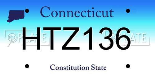 HTZ136 Connecticut License Plate