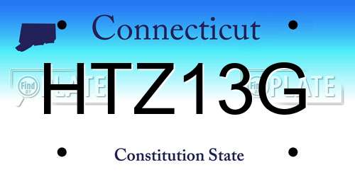 HTZ13G Connecticut License Plate