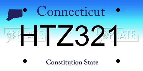 HTZ321 Connecticut License Plate