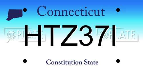 HTZ37I Connecticut License Plate