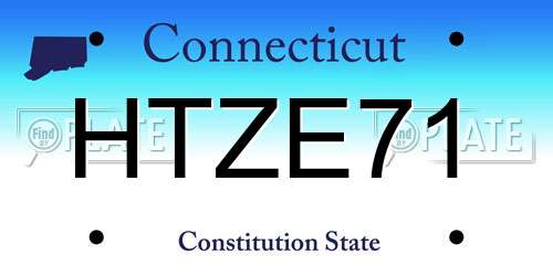 HTZE71 Connecticut License Plate