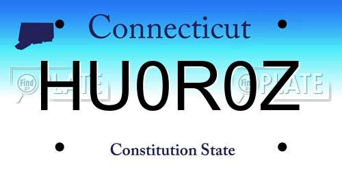 HU0R0Z Connecticut License Plate