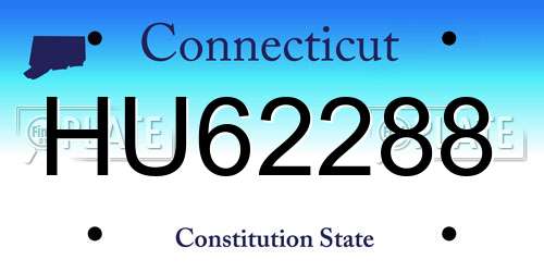 HU62288 Connecticut License Plate