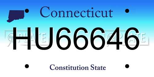 HU66646 Connecticut License Plate
