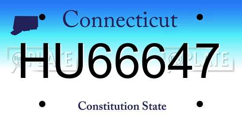 HU66647 Connecticut License Plate