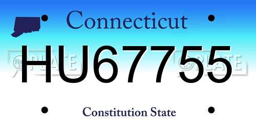 HU67755 Connecticut License Plate