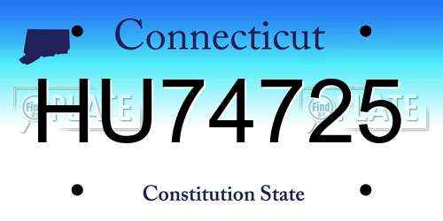 HU74725 Connecticut License Plate