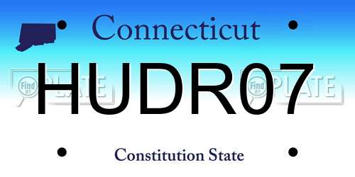 HUDR07 Connecticut License Plate