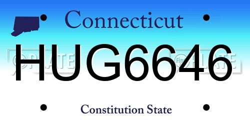 HUG6646 Connecticut License Plate