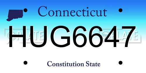 HUG6647 Connecticut License Plate