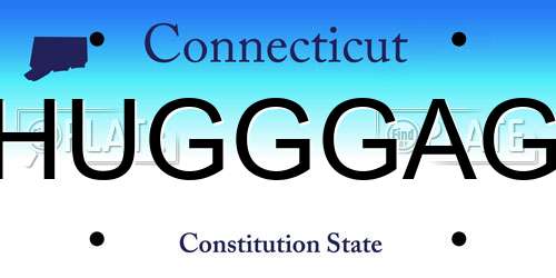 HUGGGAG Connecticut License Plate