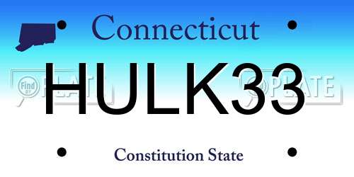 HULK33 Connecticut License Plate