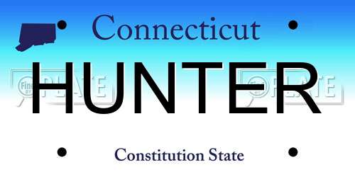 HUNTER Connecticut License Plate