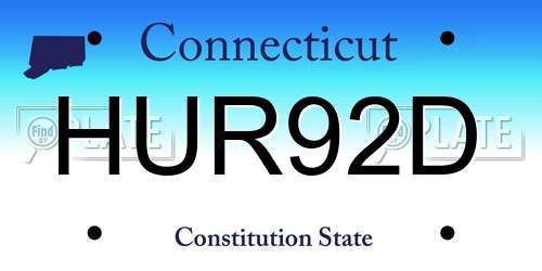 HUR92D Connecticut License Plate