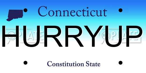 HURRYUP Connecticut License Plate