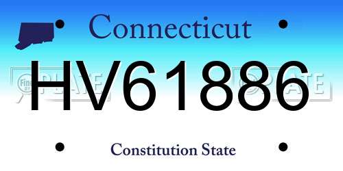 HV61886 Connecticut License Plate