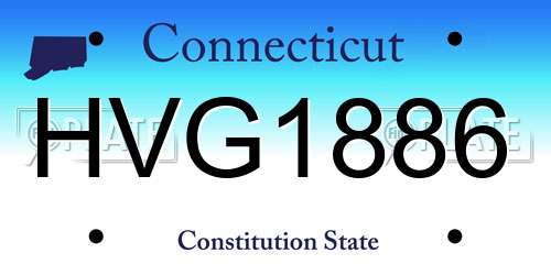 HVG1886 Connecticut License Plate