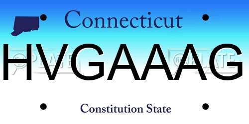 HVGAAAG Connecticut License Plate