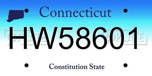 HW58601 Connecticut License Plate